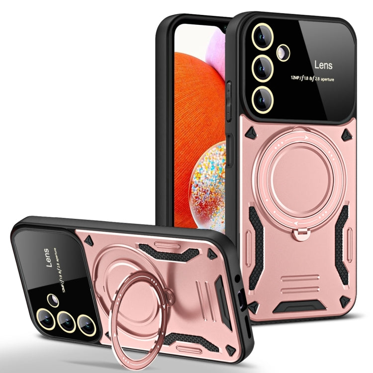 For Samsung Galaxy A14 5G Large Window MagSafe Holder Phone Case(Rose Gold) - Galaxy Phone Cases by PMC TechLife | Online Shopping South Africa | PMC TechLife