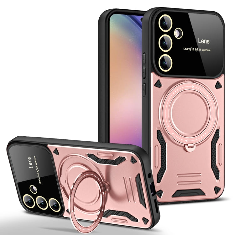 For Samsung Galaxy A54 5G Large Window MagSafe Holder Phone Case(Rose Gold) - Galaxy Phone Cases by PMC TechLife | Online Shopping South Africa | PMC TechLife