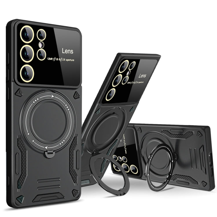 For Samsung Galaxy S23 Ultra 5G Large Window MagSafe Holder Phone Case(Black) - free shipping - PMC TechLife - Order now!