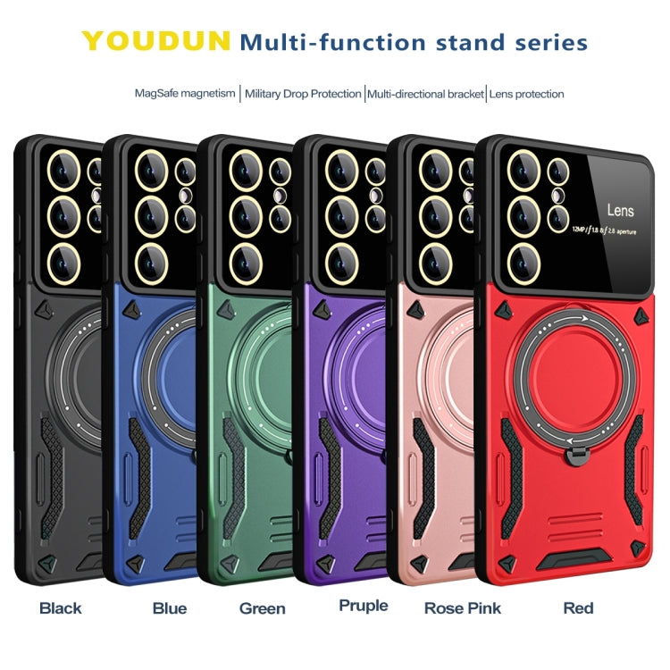 For Samsung Galaxy S23 Ultra 5G Large Window MagSafe Holder Phone Case(Purple) - Galaxy S23 Ultra 5G Cases by PMC TechLife | Online Shopping South Africa | PMC TechLife
