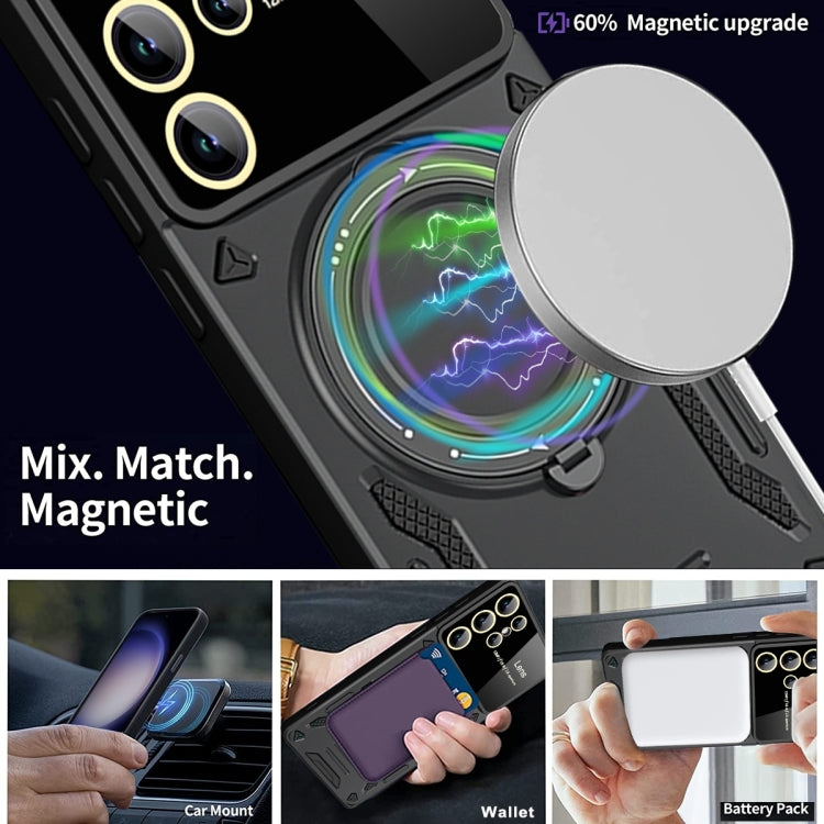 For Samsung Galaxy S23 Ultra 5G Large Window MagSafe Holder Phone Case(Purple) - Galaxy S23 Ultra 5G Cases by PMC TechLife | Online Shopping South Africa | PMC TechLife