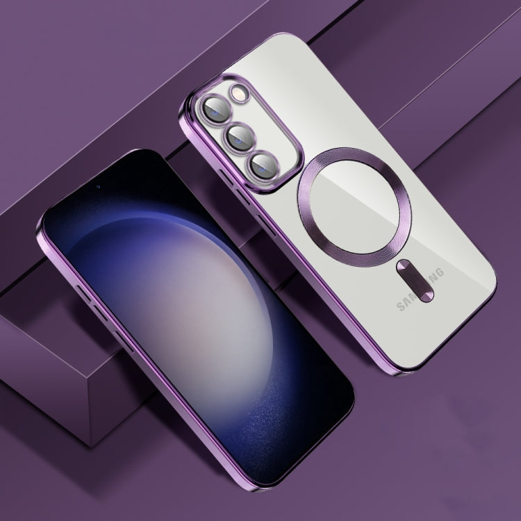 For Samsung Galaxy S20 Ultra CD Texture Plating TPU MagSafe Phone Case with Lens Film(Dark Purple) - Galaxy Phone Cases by PMC TechLife | Online Shopping South Africa | PMC TechLife