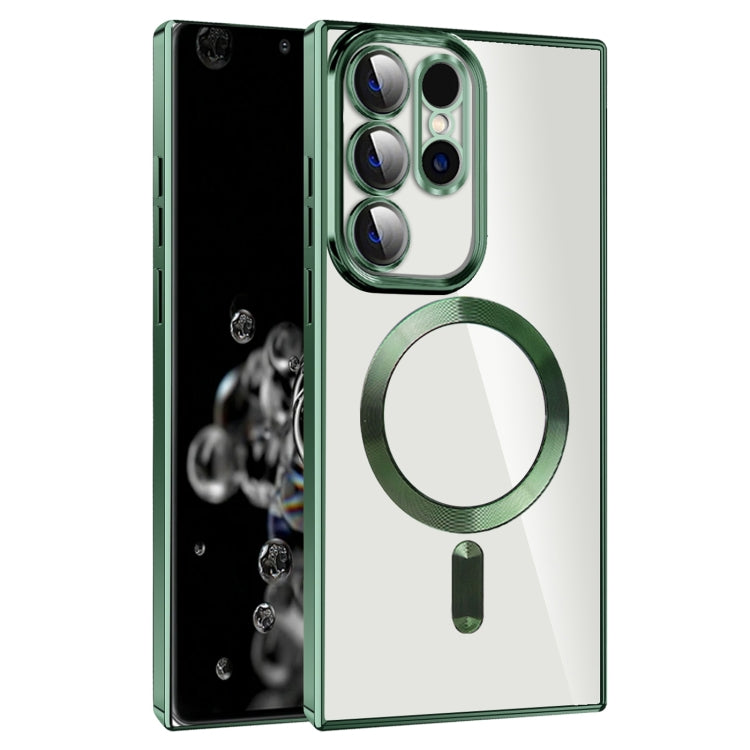 For Samsung Galaxy S20 Ultra CD Texture Plating TPU MagSafe Phone Case with Lens Film(Dark Green) - Galaxy Phone Cases by PMC TechLife | Online Shopping South Africa | PMC TechLife