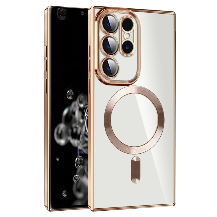 For Samsung Galaxy S20 Ultra CD Texture Plating TPU MagSafe Phone Case with Lens Film(Brown) - Galaxy Phone Cases by PMC TechLife | Online Shopping South Africa | PMC TechLife | Buy Now Pay Later Mobicred