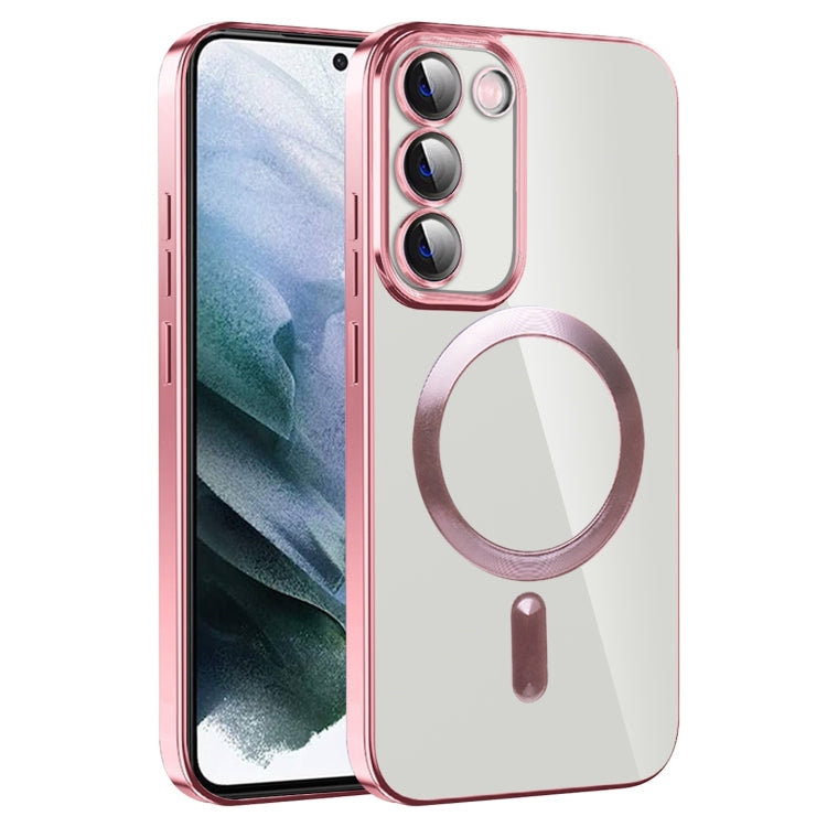 For Samsung Galaxy S21 5G CD Texture Plating TPU MagSafe Phone Case with Lens Film(Pink) - Galaxy S21 5G Cases by PMC TechLife | Online Shopping South Africa | PMC TechLife