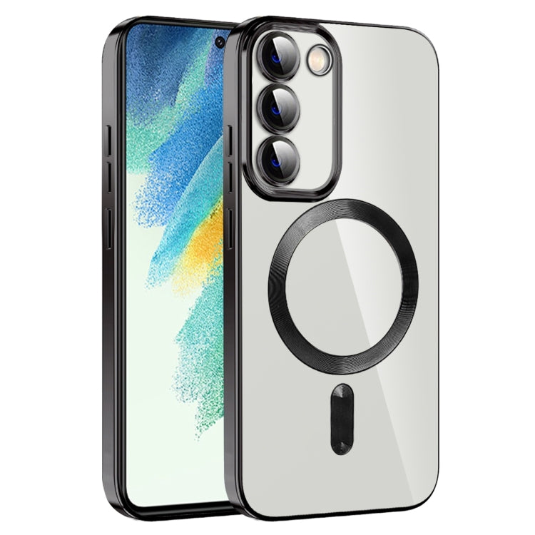For Samsung Galaxy S21 FE 5G CD Texture Plating TPU MagSafe Phone Case with Lens Film(Black) - Galaxy Phone Cases by PMC TechLife | Online Shopping South Africa | PMC TechLife