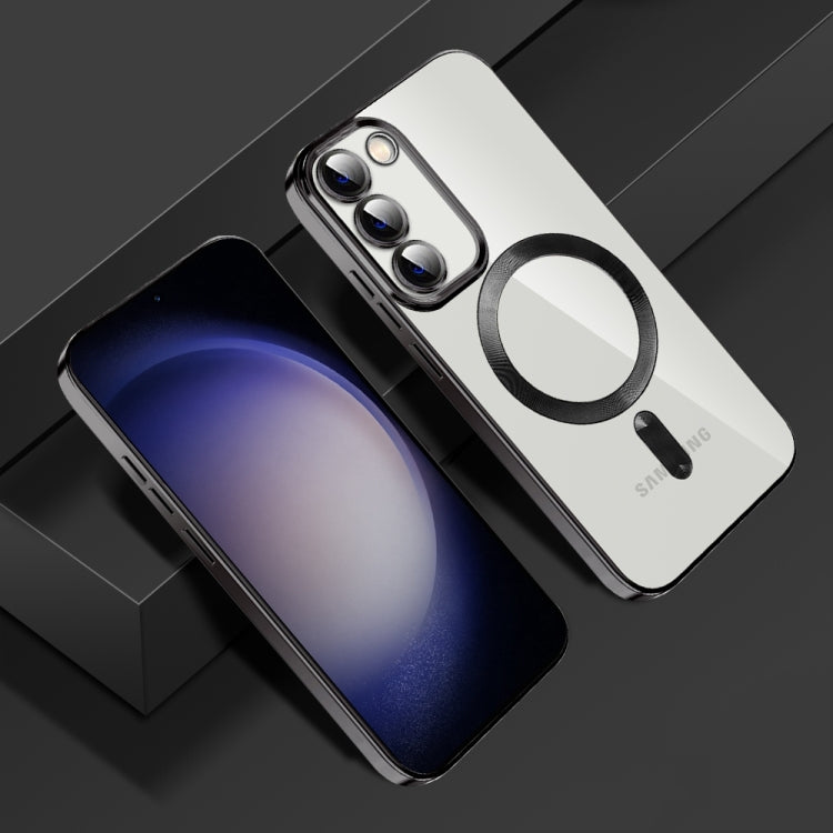 For Samsung Galaxy S21 FE 5G CD Texture Plating TPU MagSafe Phone Case with Lens Film(Black) - Galaxy Phone Cases by PMC TechLife | Online Shopping South Africa | PMC TechLife