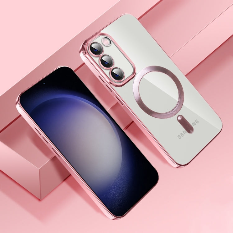 For Samsung Galaxy S21+ 5G CD Texture Plating TPU MagSafe Phone Case with Lens Film(Pink) - Galaxy S21+ 5G Cases by PMC TechLife | Online Shopping South Africa | PMC TechLife