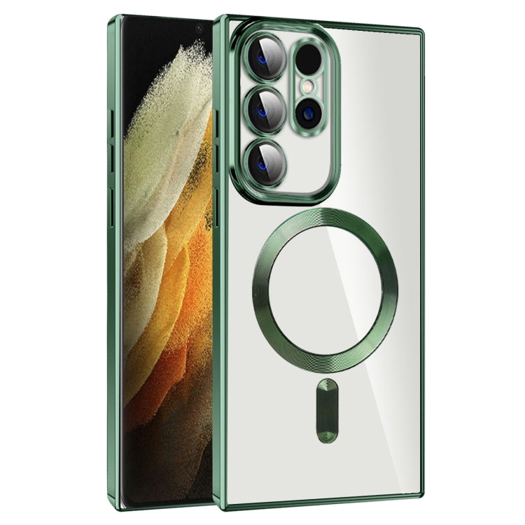 For Samsung Galaxy S21 Ultra 5G CD Texture Plating TPU MagSafe Phone Case with Lens Film(Dark Green) - free shipping - PMC TechLife - Order now!