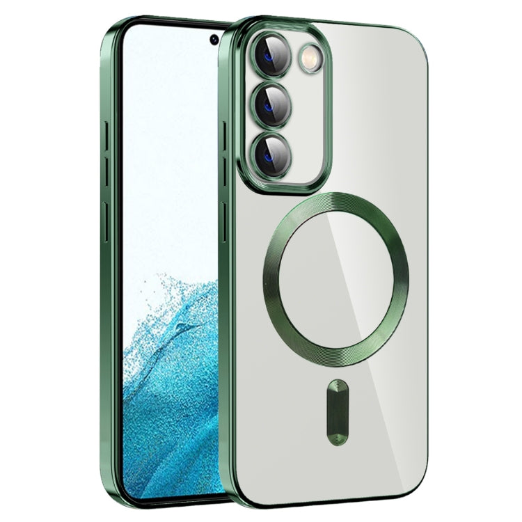 For Samsung Galaxy S22 5G CD Texture Plating TPU MagSafe Phone Case with Lens Film(Dark Green) - Galaxy S22 5G Cases by PMC TechLife | Online Shopping South Africa | PMC TechLife