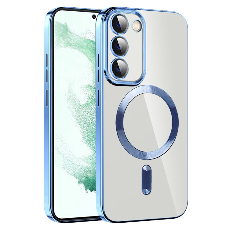 For Samsung Galaxy S22+ 5G CD Texture Plating TPU MagSafe Phone Case with Lens Film(Sierra Blue) - Galaxy S22+ 5G Cases by PMC TechLife | Online Shopping South Africa | PMC TechLife | Buy Now Pay Later Mobicred