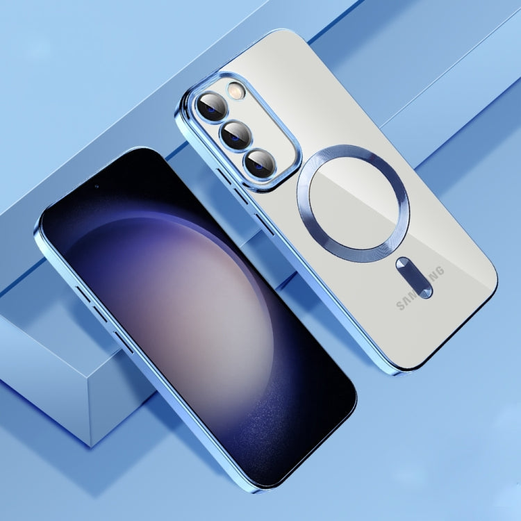 For Samsung Galaxy S22+ 5G CD Texture Plating TPU MagSafe Phone Case with Lens Film(Sierra Blue) - Galaxy S22+ 5G Cases by PMC TechLife | Online Shopping South Africa | PMC TechLife | Buy Now Pay Later Mobicred