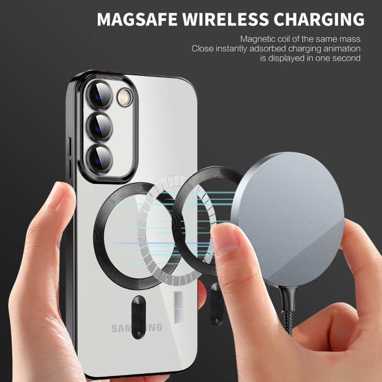 For Samsung Galaxy S21 FE 5G CD Texture Plating TPU MagSafe Phone Case with Lens Film(Brown) - Galaxy Phone Cases by PMC TechLife | Online Shopping South Africa | PMC TechLife