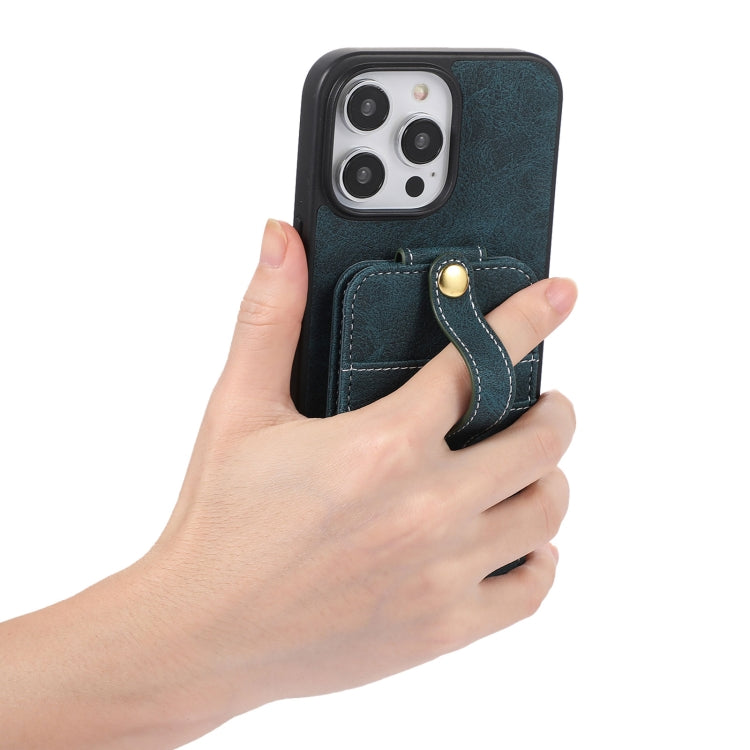 For iPhone 15 Pro ABEEL Litchi Texture Card Bag PU Phone Case(Blue) - free shipping - PMC TechLife - Order now!