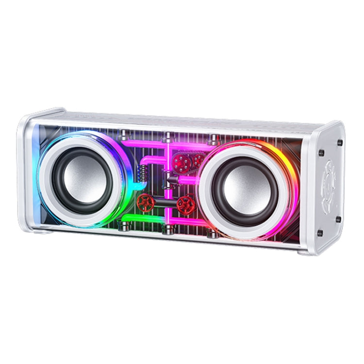 WK D45 10W Dual Speaker Transparent Mecha Bluetooth Speaker(White) - free shipping - PMC TechLife - Order now!