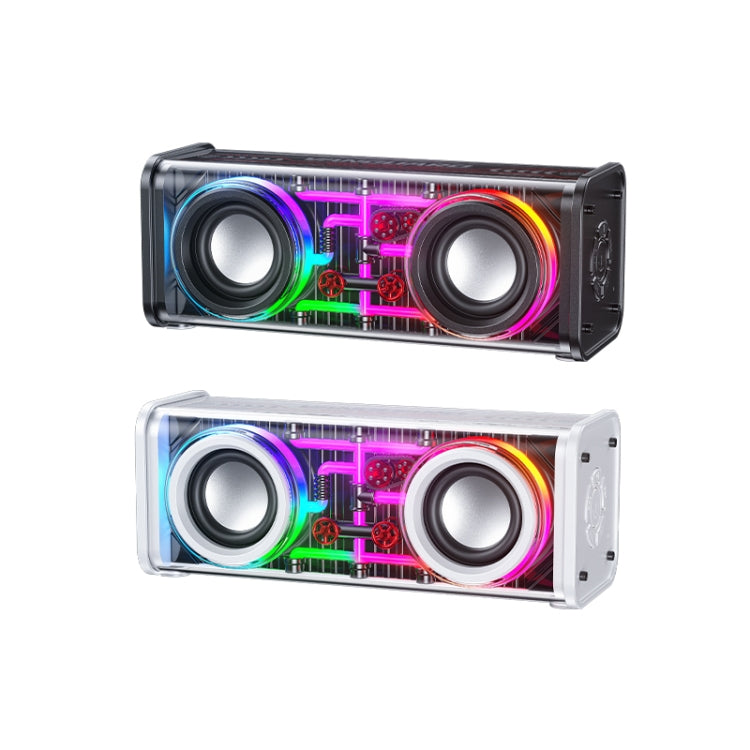 WK D45 10W Dual Speaker Transparent Mecha Bluetooth Speaker(White) - free shipping - PMC TechLife - Order now!