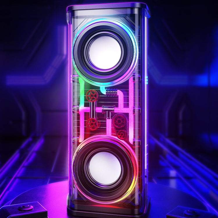 WK D45 10W Dual Speaker Transparent Mecha Bluetooth Speaker(Black) - free shipping - PMC TechLife - Order now!