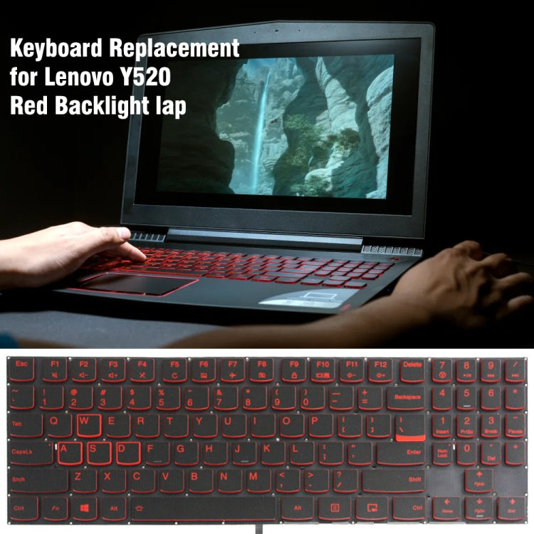 For Lenovo Y520 US Version Backlight Laptop Keyboard(Red Word) - Lenovo Spare Parts by PMC TechLife | Online Shopping South Africa | PMC TechLife | Buy Now Pay Later Mobicred