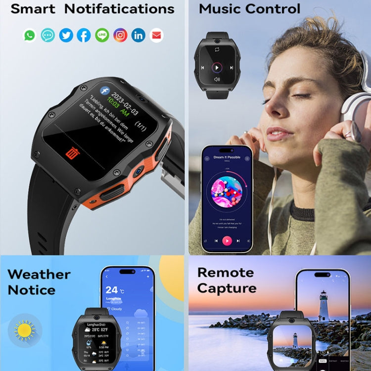 Model X 1.99 inch IP68 Waterproof Android 9.0 4G Dual Cameras Matte Smart Watch, Specification:2GB+16GB(Black) - Android Watch by PMC TechLife | Online Shopping South Africa | PMC TechLife | Buy Now Pay Later Mobicred