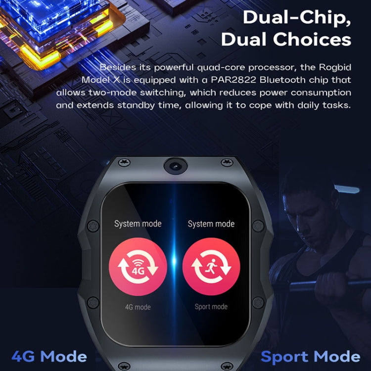 Model X 1.99 inch IP68 Waterproof Android 9.0 4G Dual Cameras Matte Smart Watch, Specification:2GB+16GB(Black) - Android Watch by PMC TechLife | Online Shopping South Africa | PMC TechLife | Buy Now Pay Later Mobicred