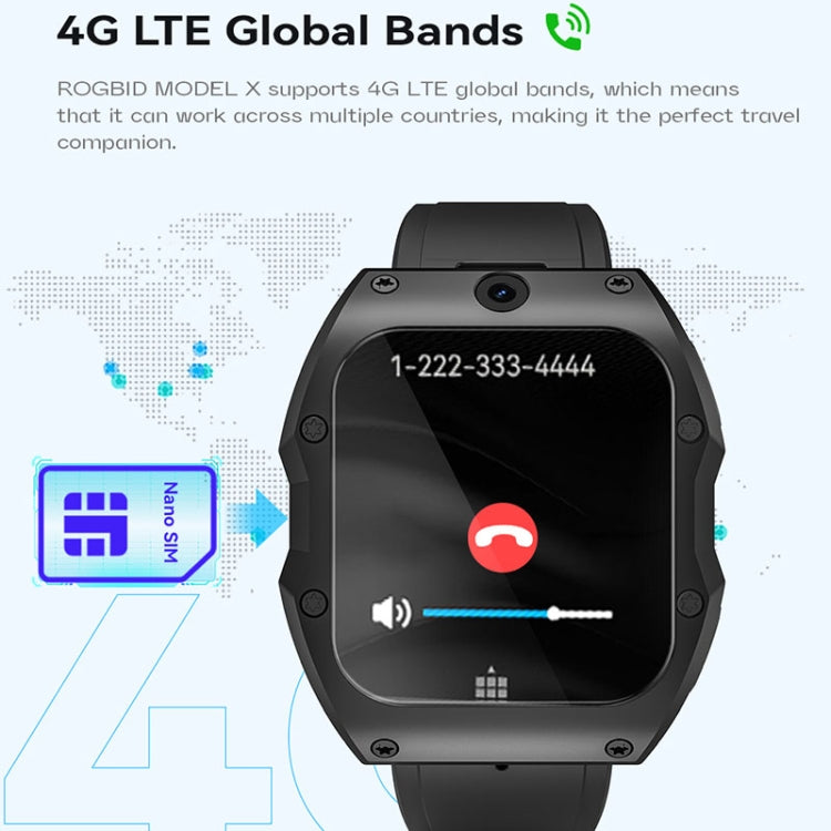 Model X 1.99 inch IP68 Waterproof Android 9.0 4G Dual Cameras Matte Smart Watch, Specification:2GB+16GB(Black) - Android Watch by PMC TechLife | Online Shopping South Africa | PMC TechLife | Buy Now Pay Later Mobicred