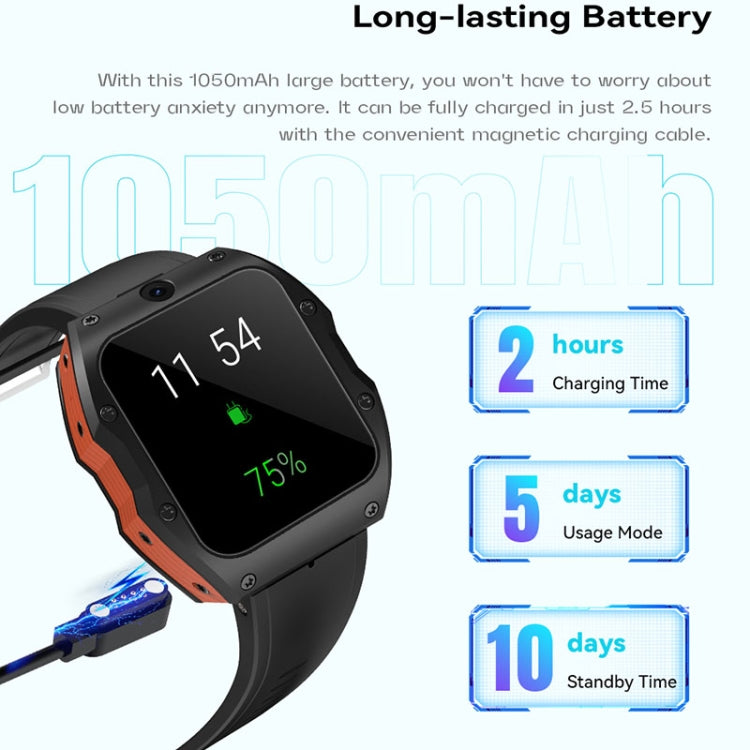 Model X 1.99 inch IP68 Waterproof Android 9.0 4G Dual Cameras Matte Smart Watch, Specification:2GB+16GB(Black) - Android Watch by PMC TechLife | Online Shopping South Africa | PMC TechLife | Buy Now Pay Later Mobicred