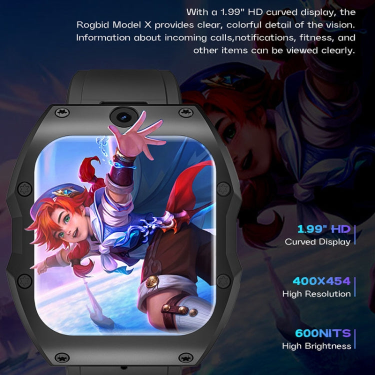 Model X 1.99 inch IP68 Waterproof Android 9.0 4G Dual Cameras Ceramics Smart Watch, Specification:4GB+128GB(Black Orange) - free shipping - PMC TechLife - Order now!