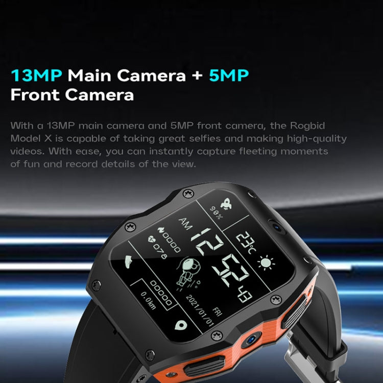 Model X 1.99 inch IP68 Waterproof Android 9.0 4G Dual Cameras Ceramics Smart Watch, Specification:4GB+128GB(Black Orange) - free shipping - PMC TechLife - Order now!