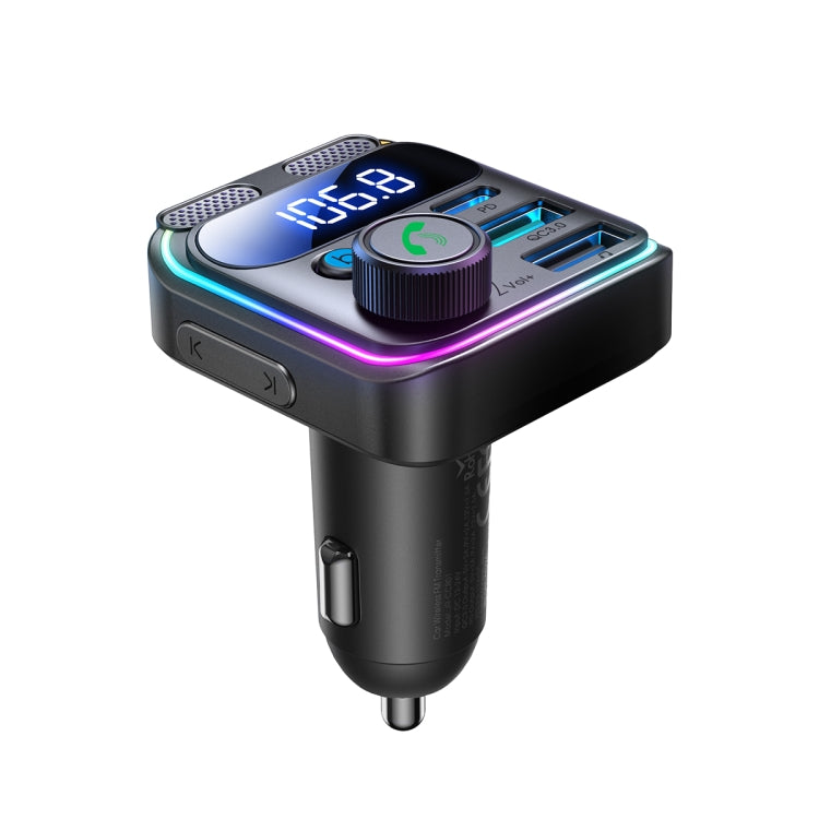 JOYROOM JR-CCB01 48W Dual-Mic Car Wireless FM Transmitter(Black) - Bluetooth Car Kits by JOYROOM | Online Shopping South Africa | PMC TechLife | Buy Now Pay Later Mobicred