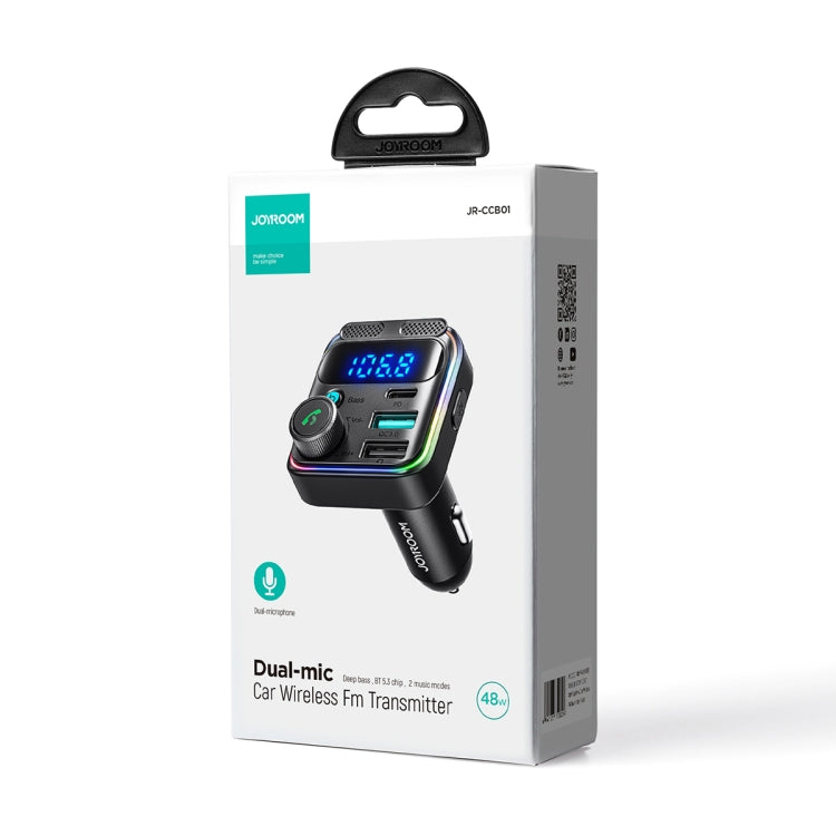 JOYROOM JR-CCB01 48W Dual-Mic Car Wireless FM Transmitter(Black) - Bluetooth Car Kits by JOYROOM | Online Shopping South Africa | PMC TechLife | Buy Now Pay Later Mobicred