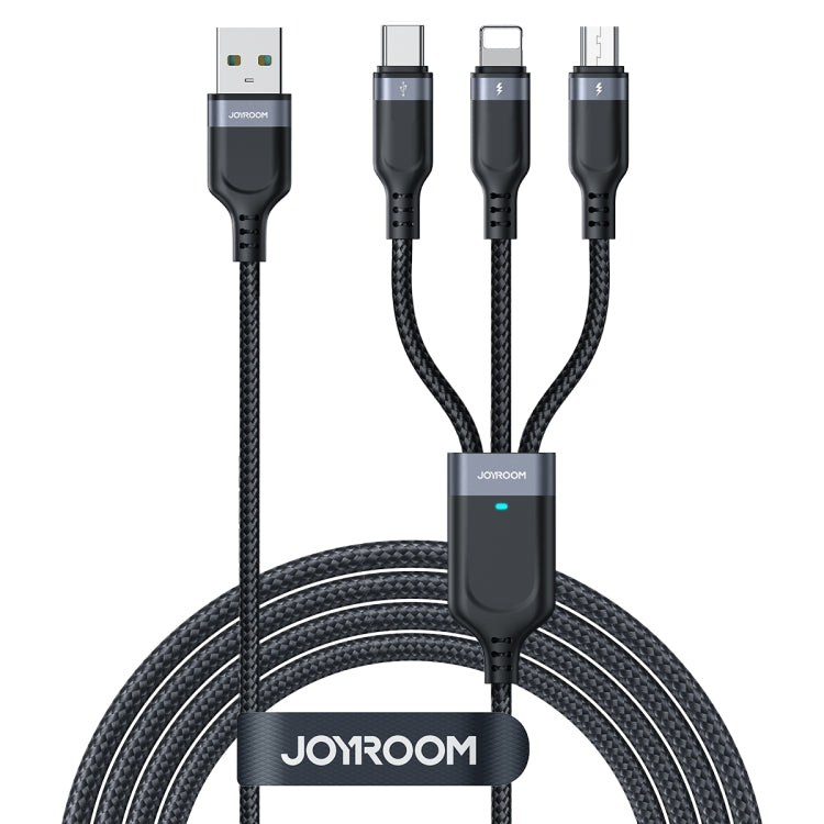JOYROOM A18 3.5A USB to 8 Pin+USB-C/Type-C+Micro USB 3 in 1 Data Cable, Length:1.2m(Black) - free shipping - PMC TechLife - Order now!