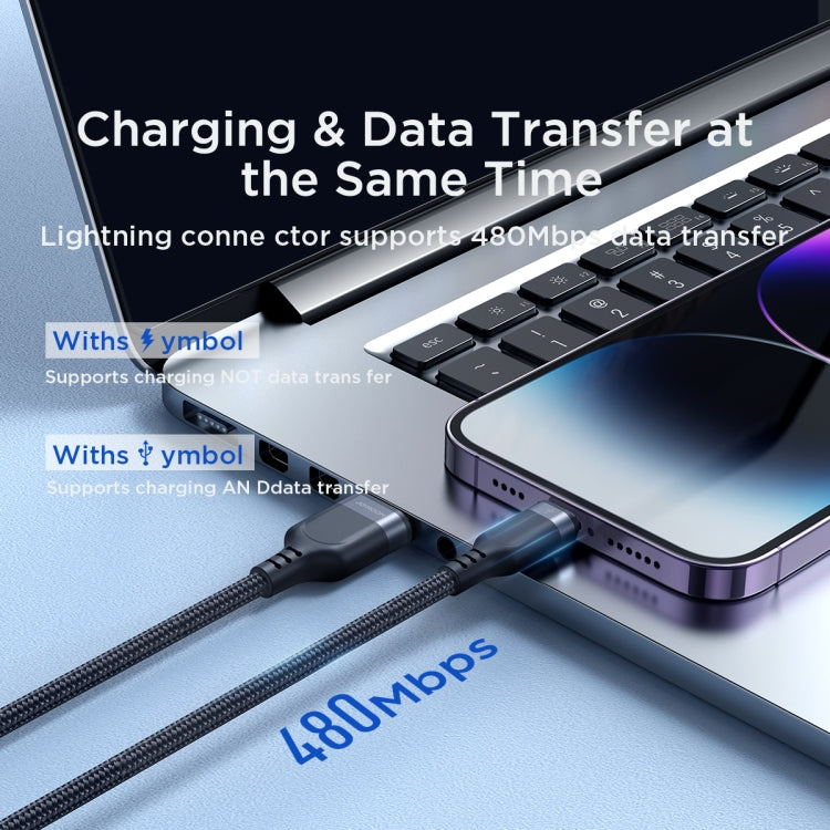 JOYROOM A18 3.5A USB to 8 Pin+USB-C/Type-C+Micro USB 3 in 1 Data Cable, Length:1.2m(Black) - free shipping - PMC TechLife - Order now!