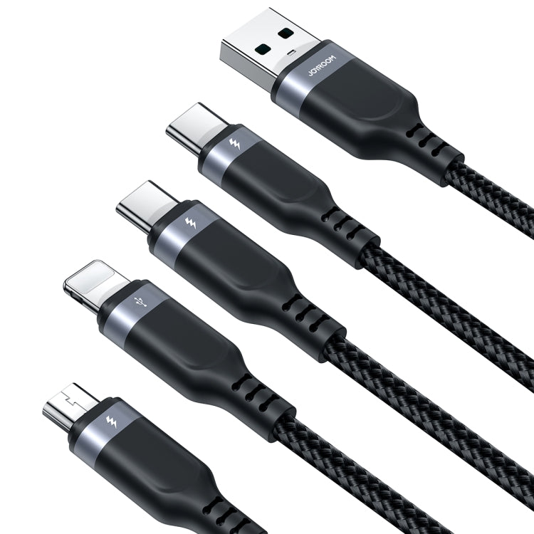 JOYROOM A18 3.5A USB to 8 Pin+Dual USB-C/Type-C+Micro USB 4 in 1 Data Cable, Length: 1.2m(Black) - Multifunction Cable by JOYROOM | Online Shopping South Africa | PMC TechLife