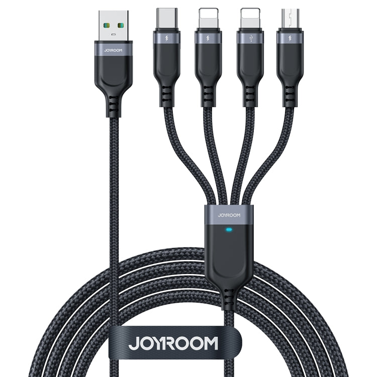JOYROOM A18 3.5A USB to Dual 8 Pin+USB-C/Type-C+Micro USB 4 in 1 Data Cable, Length: 1.2m(Black) - Multifunction Cable by JOYROOM | Online Shopping South Africa | PMC TechLife | Buy Now Pay Later Mobicred