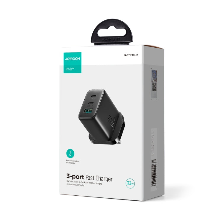 JOYRO0M JR-TCF10 32W Dual USB-C/Type-C+USB Fast Charger, Plug:UK Plug(Black) - USB Charger by JOYROOM | Online Shopping South Africa | PMC TechLife