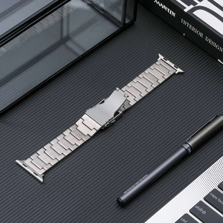 For Apple Watch Series 9 41mm Safety Buckle Titanium Steel Watch Band(Silver) - Watch Bands by PMC TechLife | Online Shopping South Africa | PMC TechLife