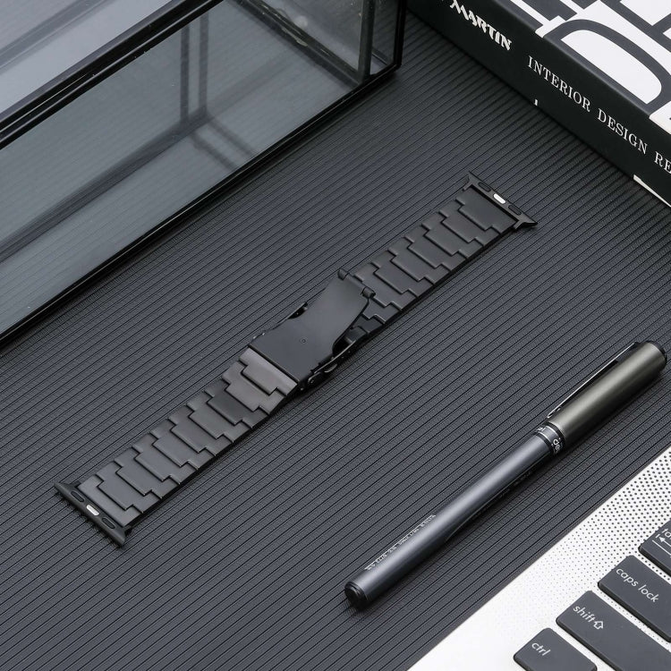 For Apple Watch Series 9 45mm Safety Buckle Titanium Steel Watch Band(Black) - Watch Bands by PMC TechLife | Online Shopping South Africa | PMC TechLife