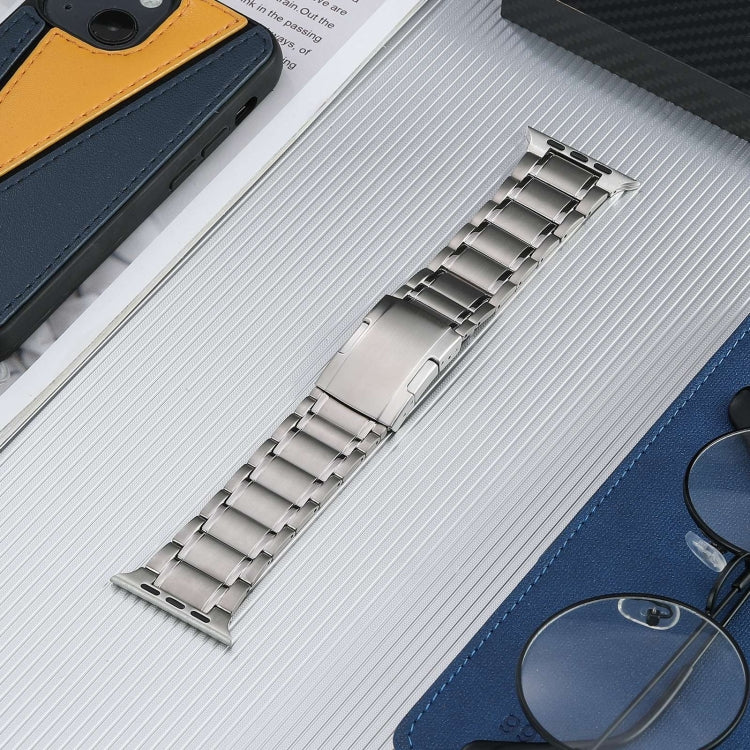For Apple Watch SE 2023 44mm Five Beads Turtle Buckle Titanium Steel Watch Band(Silver) - Watch Bands by PMC TechLife | Online Shopping South Africa | PMC TechLife