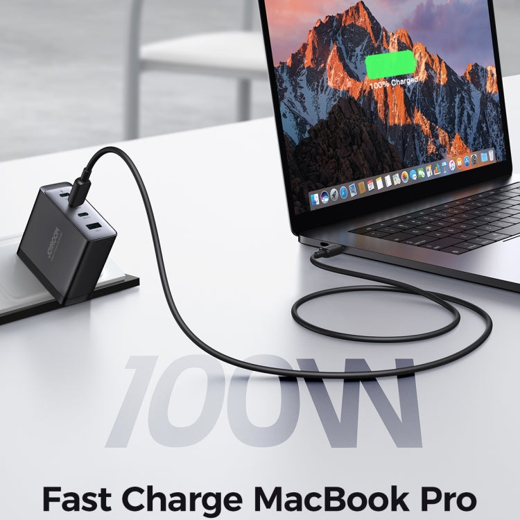 JOYROOM JR-TCG04 100W USB+3 x Type-C GaN Multi-port Charger Set, Specification:US Plug(Black) - free shipping - PMC TechLife - Order now!