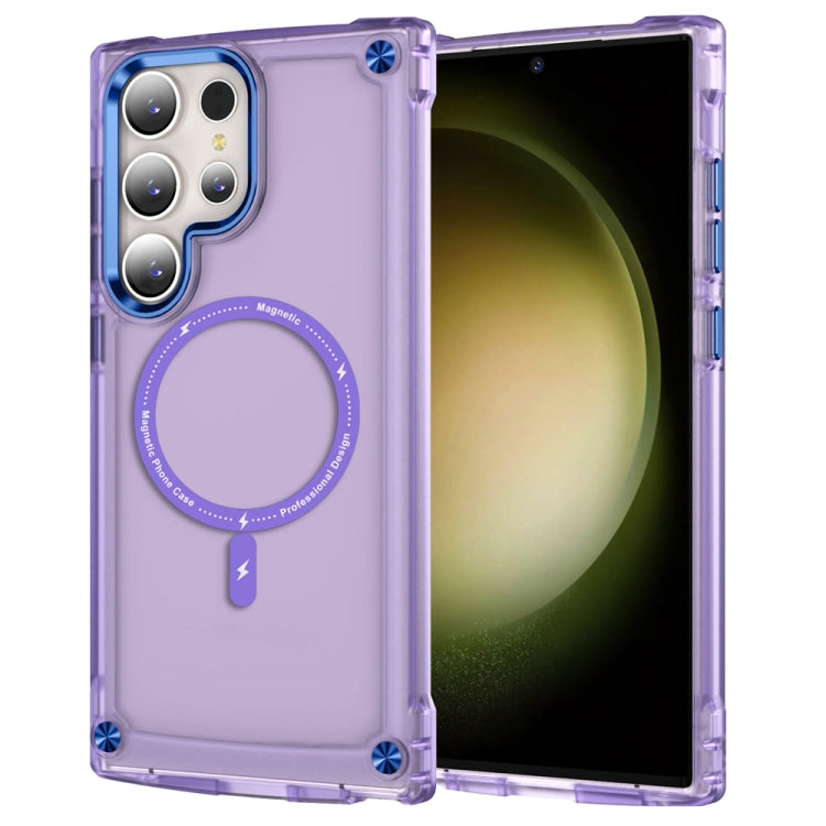 For Samsung Galaxy S23 Ultra 5G Skin Feel TPU + PC MagSafe Magnetic Phone Case(Transparent Purple) - Galaxy S23 Ultra 5G Cases by PMC TechLife | Online Shopping South Africa | PMC TechLife