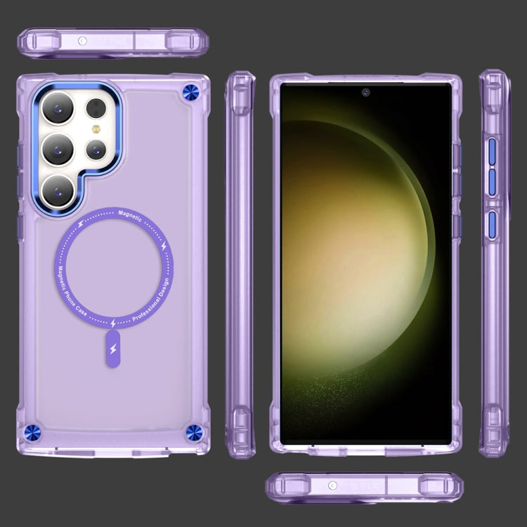 For Samsung Galaxy S23 Ultra 5G Skin Feel TPU + PC MagSafe Magnetic Phone Case(Transparent Purple) - Galaxy S23 Ultra 5G Cases by PMC TechLife | Online Shopping South Africa | PMC TechLife