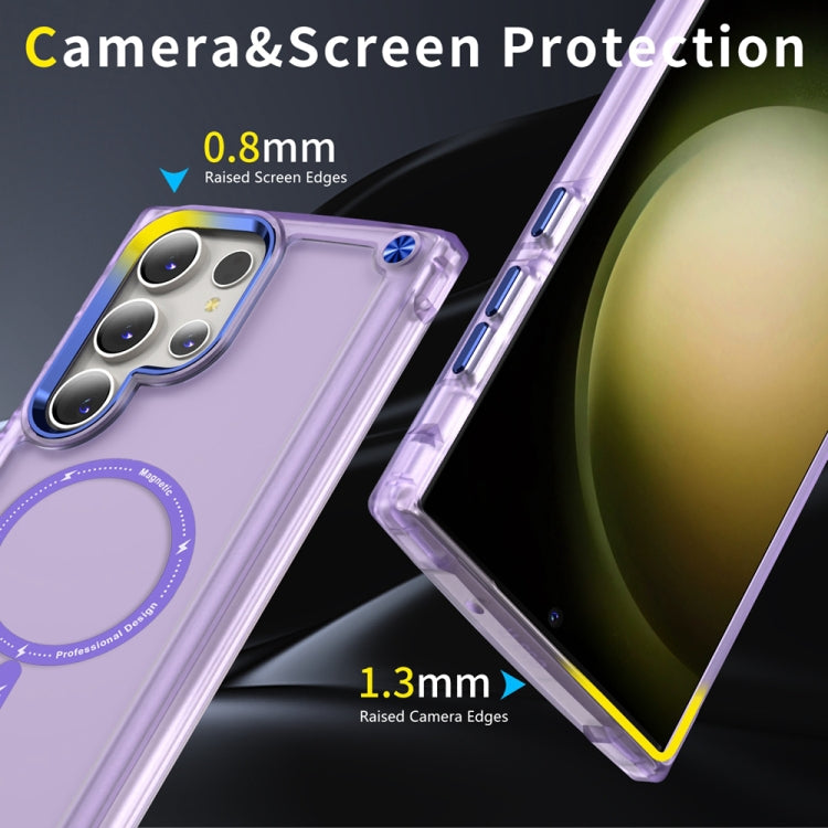 For Samsung Galaxy S23 Ultra 5G Skin Feel TPU + PC MagSafe Magnetic Phone Case(Transparent Purple) - Galaxy S23 Ultra 5G Cases by PMC TechLife | Online Shopping South Africa | PMC TechLife
