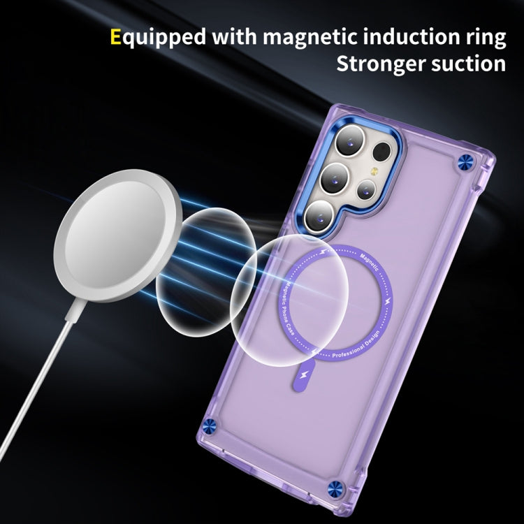 For Samsung Galaxy S23 Ultra 5G Skin Feel TPU + PC MagSafe Magnetic Phone Case(Transparent Purple) - Galaxy S23 Ultra 5G Cases by PMC TechLife | Online Shopping South Africa | PMC TechLife