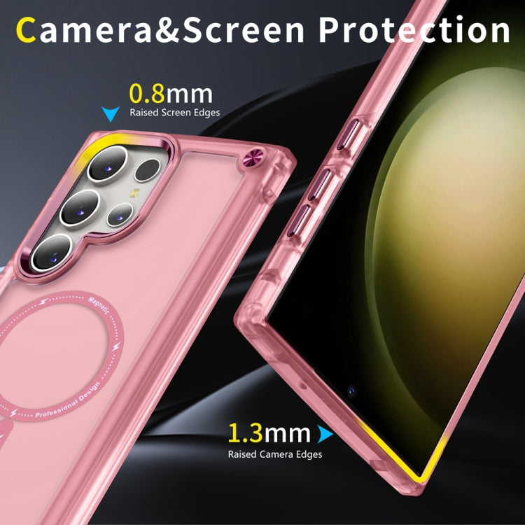 For Samsung Galaxy S22 Ultra 5G Skin Feel TPU + PC MagSafe Magnetic Phone Case(Transparent Pink) - Galaxy S22 Ultra 5G Cases by PMC TechLife | Online Shopping South Africa | PMC TechLife