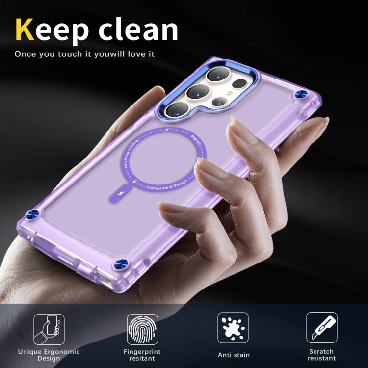 For Samsung Galaxy S22 Ultra 5G Skin Feel TPU + PC MagSafe Magnetic Phone Case(Transparent Purple) - free shipping - PMC TechLife - Order now!