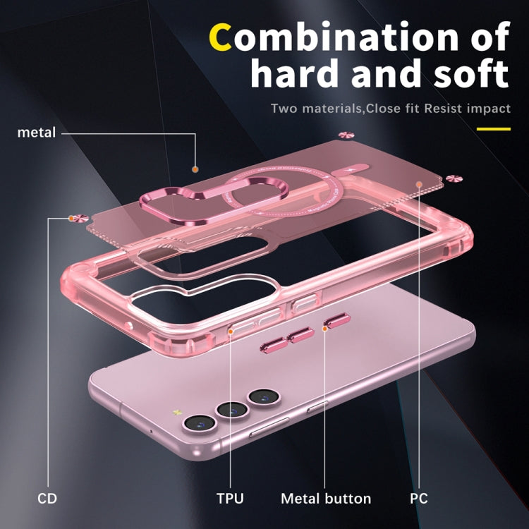 For Samsung Galaxy S22+ 5G Skin Feel TPU + PC MagSafe Magnetic Phone Case(Transparent Pink) - Galaxy S22+ 5G Cases by PMC TechLife | Online Shopping South Africa | PMC TechLife | Buy Now Pay Later Mobicred