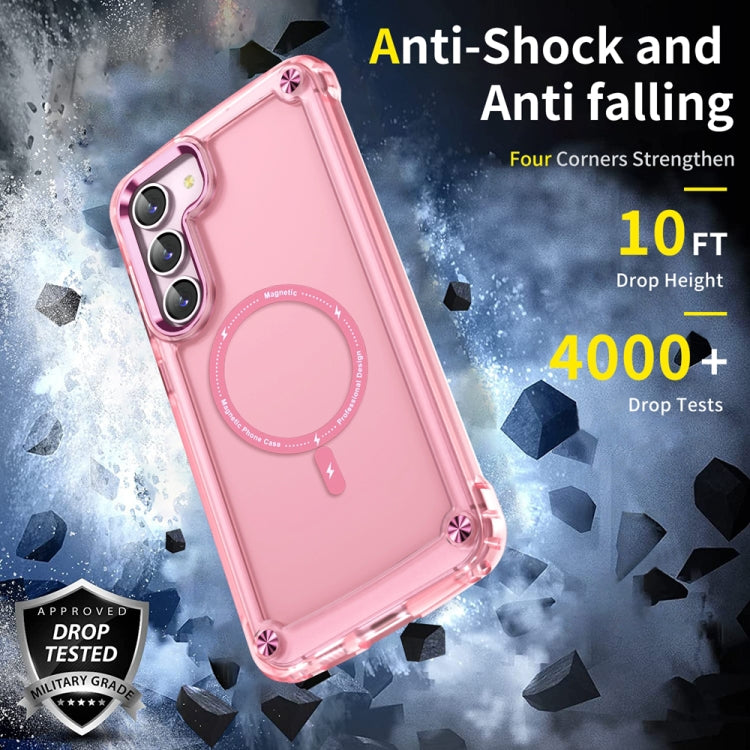 For Samsung Galaxy S22+ 5G Skin Feel TPU + PC MagSafe Magnetic Phone Case(Transparent Pink) - Galaxy S22+ 5G Cases by PMC TechLife | Online Shopping South Africa | PMC TechLife | Buy Now Pay Later Mobicred