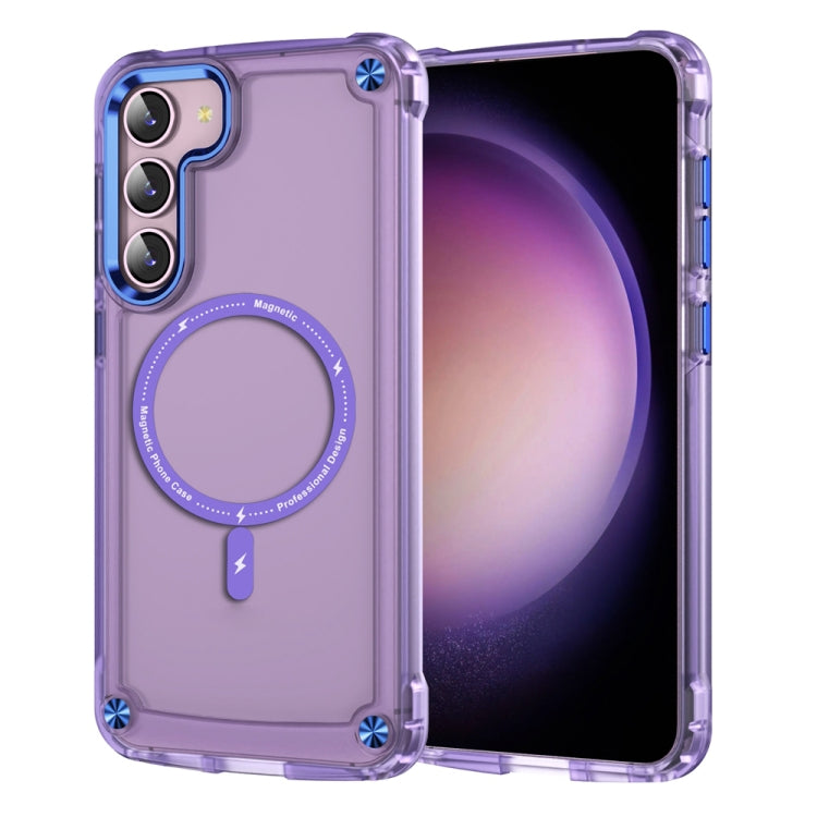 For Samsung Galaxy S22+ 5G Skin Feel TPU + PC MagSafe Magnetic Phone Case(Transparent Purple) - Galaxy S22+ 5G Cases by PMC TechLife | Online Shopping South Africa | PMC TechLife | Buy Now Pay Later Mobicred