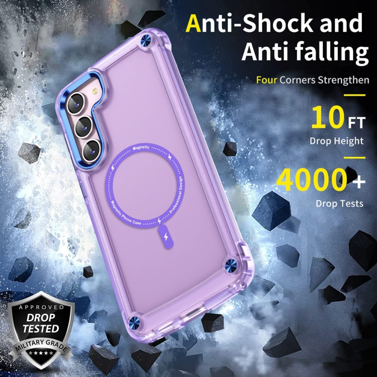 For Samsung Galaxy S22+ 5G Skin Feel TPU + PC MagSafe Magnetic Phone Case(Transparent Purple) - Galaxy S22+ 5G Cases by PMC TechLife | Online Shopping South Africa | PMC TechLife | Buy Now Pay Later Mobicred