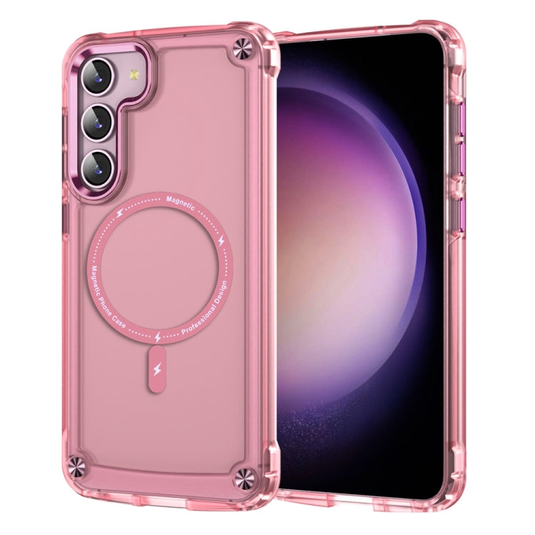 For Samsung Galaxy S22 5G Skin Feel TPU + PC MagSafe Magnetic Phone Case(Transparent Pink) - Galaxy S22 5G Cases by PMC TechLife | Online Shopping South Africa | PMC TechLife